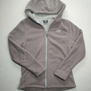 New Balance Hoodie Adult Small Maroon Gray Fleece Zip Up Long Sleeve